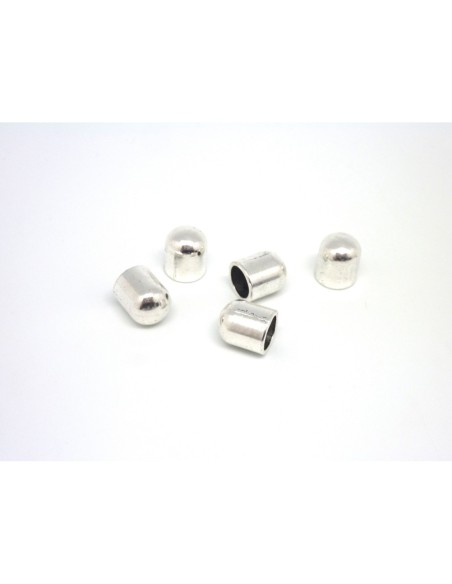 Perle argenté de finition pour cordon cuir de 6mm en métal