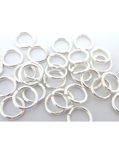 R-30 anneaux de jonction 10mm x 1,2mm résistant en métal argenté brillant