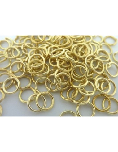 2,8g - environ 50 anneaux de jonction 6mm x 0,7mm en métal de couleur doré pâle