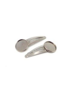 Barrette support cabochon de 20mm en métal argenté