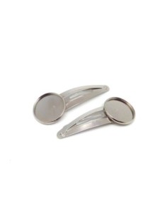 Barrette support cabochon de 20mm en métal argenté 2