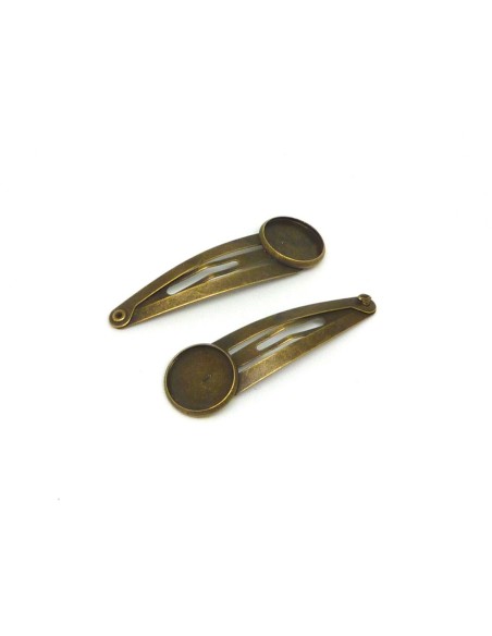 barrette en métal de couleur bronze pour cabochon de 14mm
