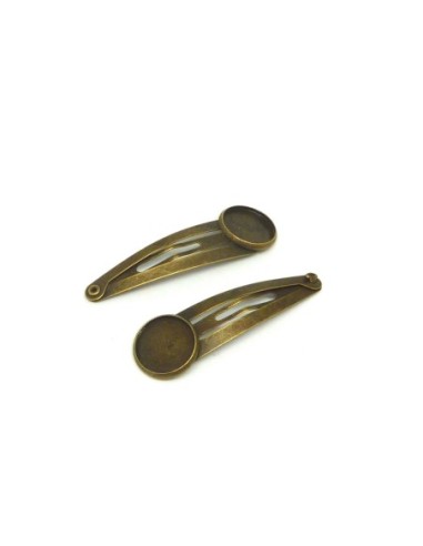 barrette en métal de couleur bronze pour cabochon de 14mm