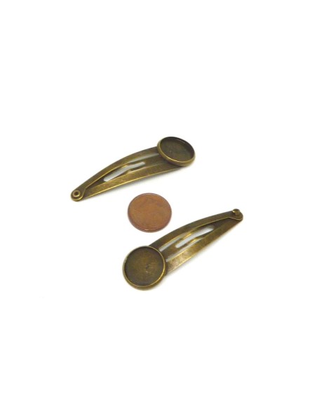 barrette en métal de couleur bronze pour cabochon de 14mm