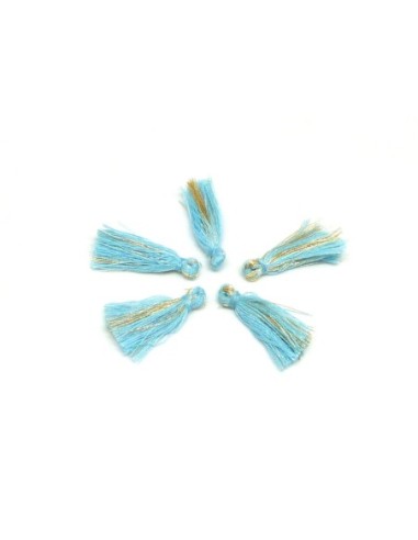 Lot de 5 Petits Pompons bleu dragée, bleu pâle...