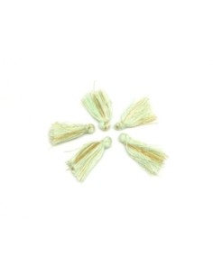 Lot de 5 Petits Pompons vert d'eau, vert pastel et doré...