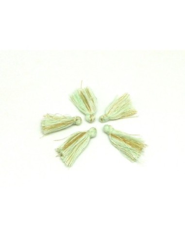 Lot de 5 Petits Pompons vert d'eau, vert pastel...