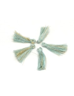 Lot de 5 Petits Pompons vert bleu givré et doré 2,5cm en...