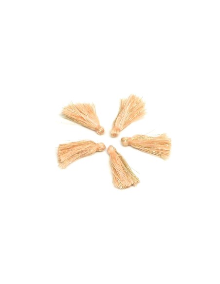 Petits Pompons orange pastel, bisque et doré 2,5cm en polyester