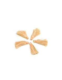 Petits Pompons orange pastel, bisque et doré 2,5cm en polyester 2