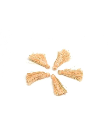 Petits Pompons orange pastel, bisque et doré 2,5cm en polyester