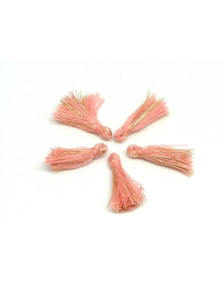 Petit pompon rose et doré pour boucles d'oreilles