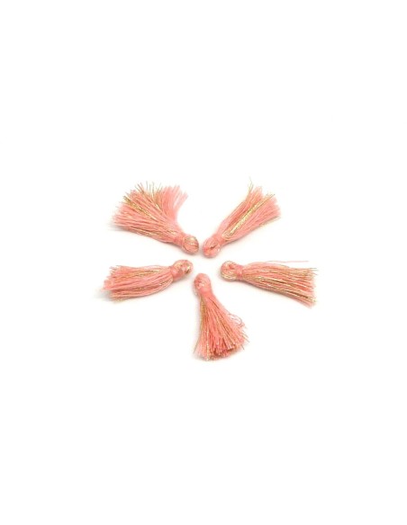 Petit pompon rose et doré pour création DIY