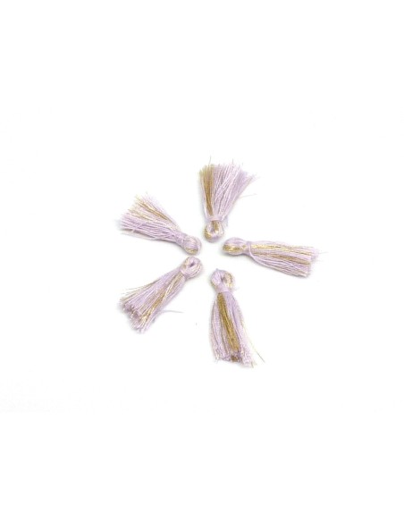 Lot de 5 Petits Pompons parme pastel et doré 2,5cm en polyester