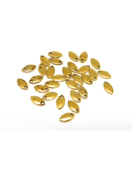 R-25 mini breloques navette Sequins ovale 8,7mm x 4,6mm en métal doré veilli lisse
