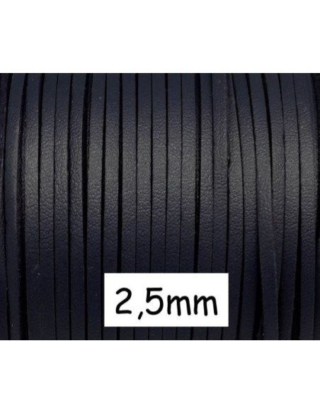 Lanière simili cuir bleu marine 2,5mm pas chère