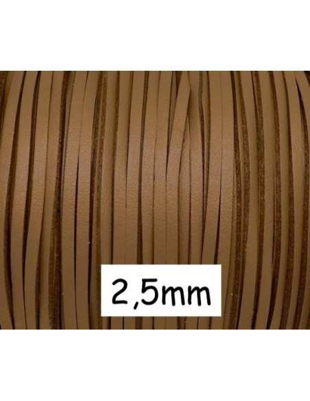 Lacet simili cuir 2.5mm marron camel pas cher