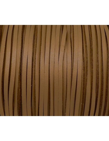 Lacet cuir synthétique 2.5mm marron camel pas cher