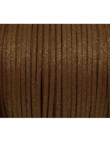 Cordon suédine 2,5mm de couleur marron pailleté cuivré