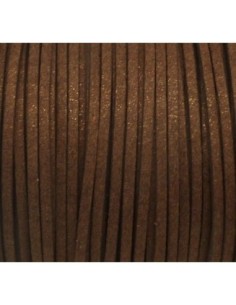 Cordon suédine 2,5mm de couleur marron pailleté cuivré 2