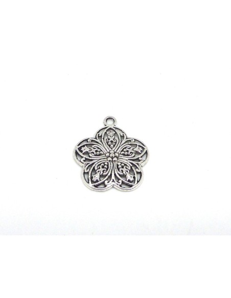 Charm fleur argenté pour collier sautoir
