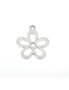 Pendentif fleur en métal argenté