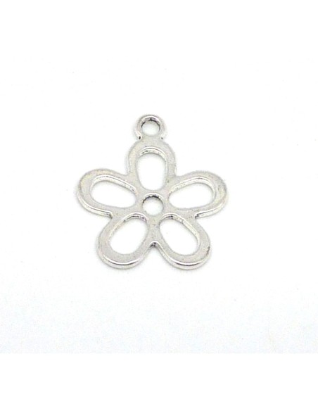Pendentif fleur en métal argenté