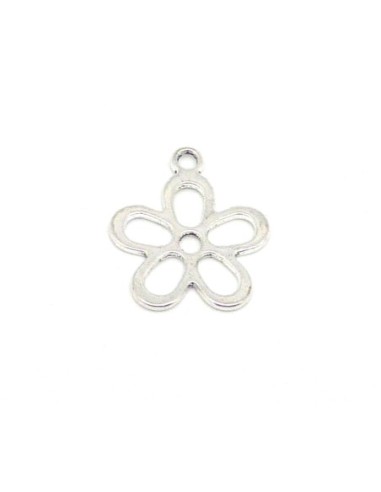 Pendentif fleur en métal argenté