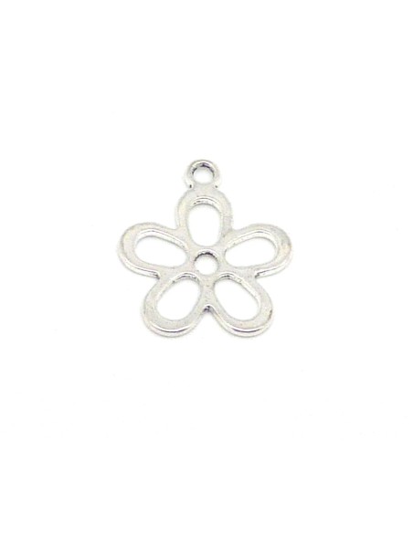 Pendentif fleur en métal argenté