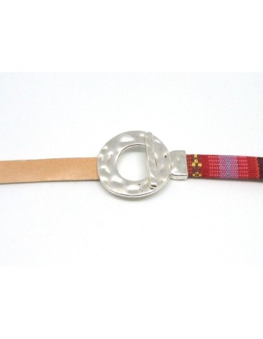 Fermoir en métal argenté pour cuir 10mm