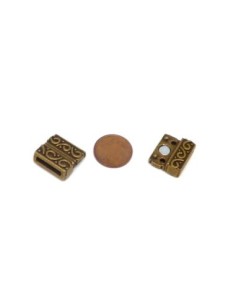 Fermoir aimanté ouvragé pour lanière de 12mm métal couleur bronze 2