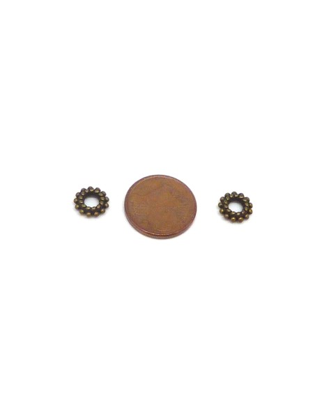 20 Perles intercalaire ronde 8mm petite boule en métal de couleur bronze