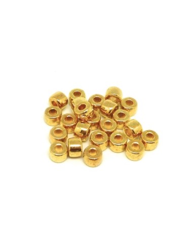 10 Perles tube arrondi lisse 6,7mm en métal doré , trou 2,9mm
