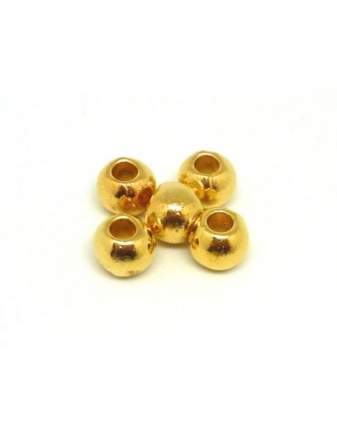 5 Perles rondes 9,3mm en métal doré à gros trou 3,9mm
