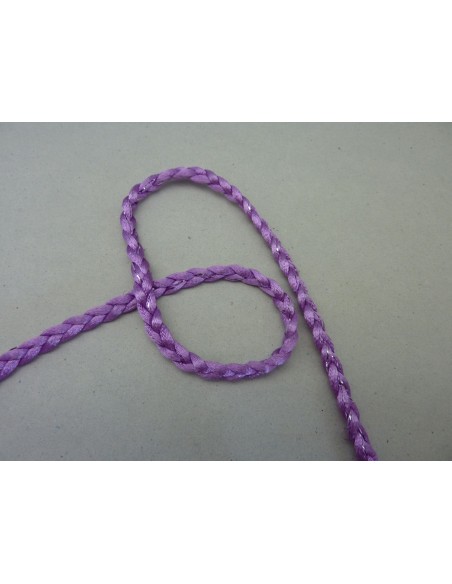 R-Cordon Queue de rat ou Ficelle chinoise tressée parme argenté brilla