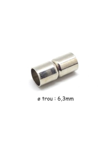 Fermoir aimanté tube en métal argenté pour cordon de 6mm convient au cordon ethnique de 6,5mm paracorde