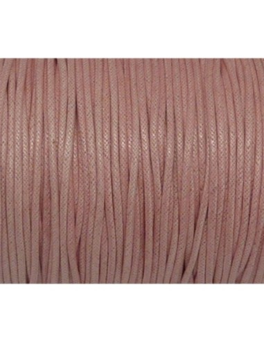 5m Cordon coton ciré 1,5mm de couleur rose pâle, rose layette
