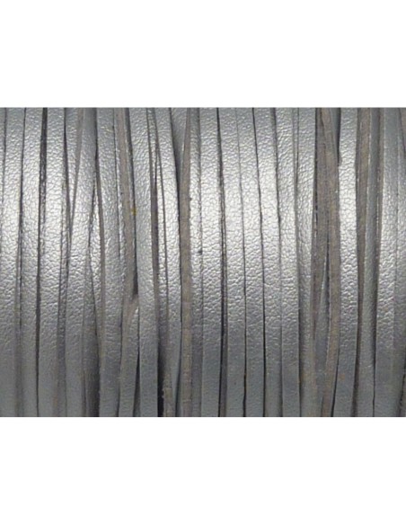 Lanière simili cuir 2,5mm gris argenté 