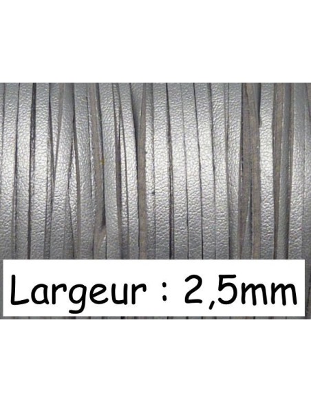 Sangle de sac simili cuir 2,5mm gris argenté 