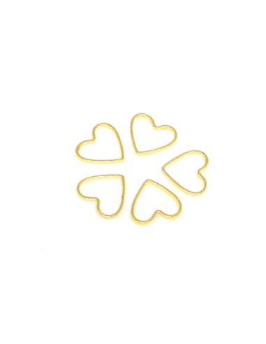 R-10 Connecteurs coeur fin en métal de couleur doré 8,8 x 9,6mm, anneaux coeur