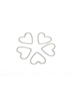 Connecteurs coeur fin en métal argenté 8,8 x 9,6mm, anneaux coeur
