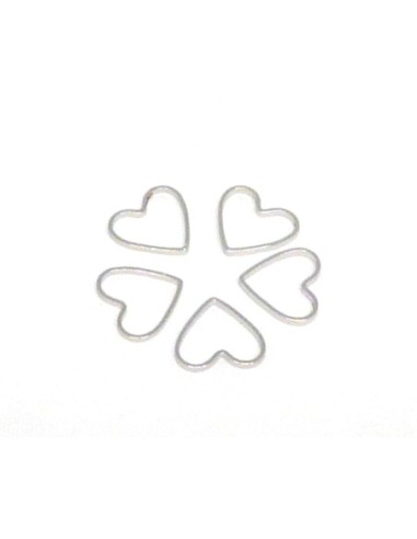Connecteurs coeur fin en métal argenté 8,8 x 9,6mm, anneaux coeur