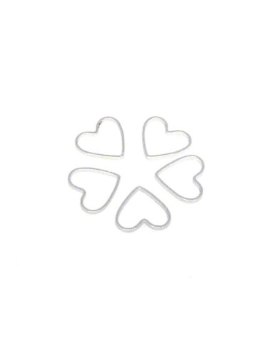 Connecteurs coeur argenté en métal