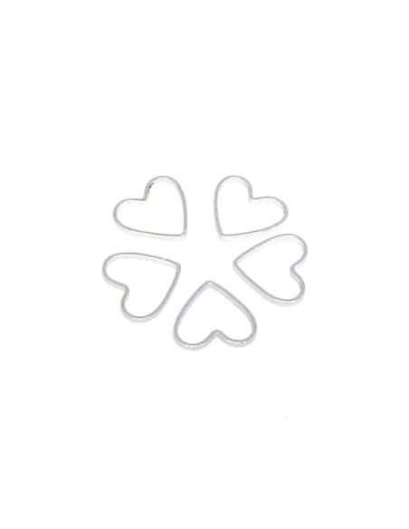 Connecteurs coeur argenté en métal