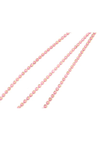 R-1m de chaînette bille, boule facetté 1,5mm en métal doré et rose pâle, martelé