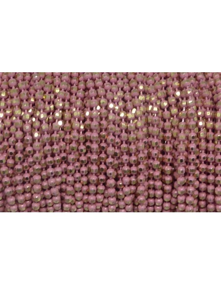 R-1m de chaînette bille, boule facetté 1,5mm en métal doré et rose pâle, martelé