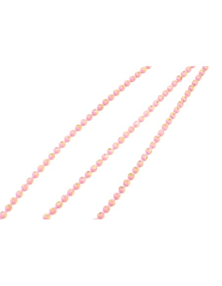 R-1m de chaînette bille, boule facetté 1,5mm en métal doré et rose pâle, martelé