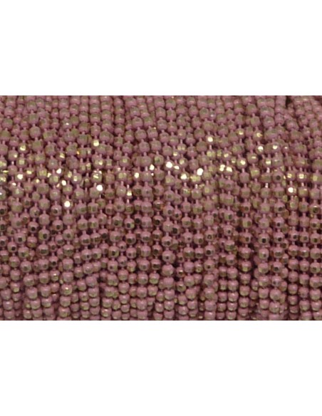 R-1m de chaînette bille, boule facetté 1,5mm en métal doré et rose pâle, martelé