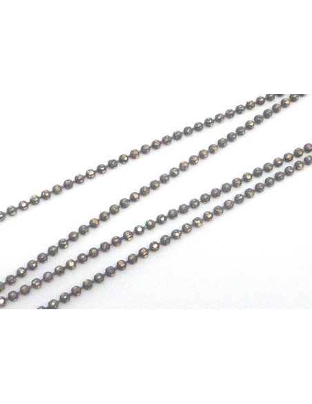 R-1m de chaînette bille, boule facetté 1,5mm en métal doré et gris souris, martelé