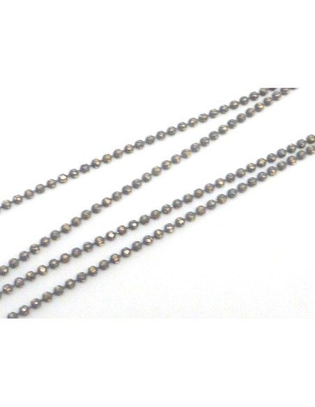 R-1m de chaînette bille, boule facetté 1,5mm en métal doré et gris souris, martelé